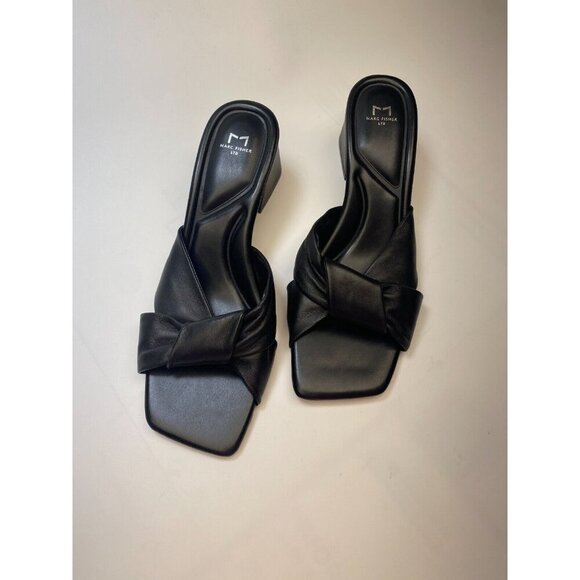 Marc Fisher Women's Calia Heeled Black Leather Sandal Sz 11 - Picture 8 of 9